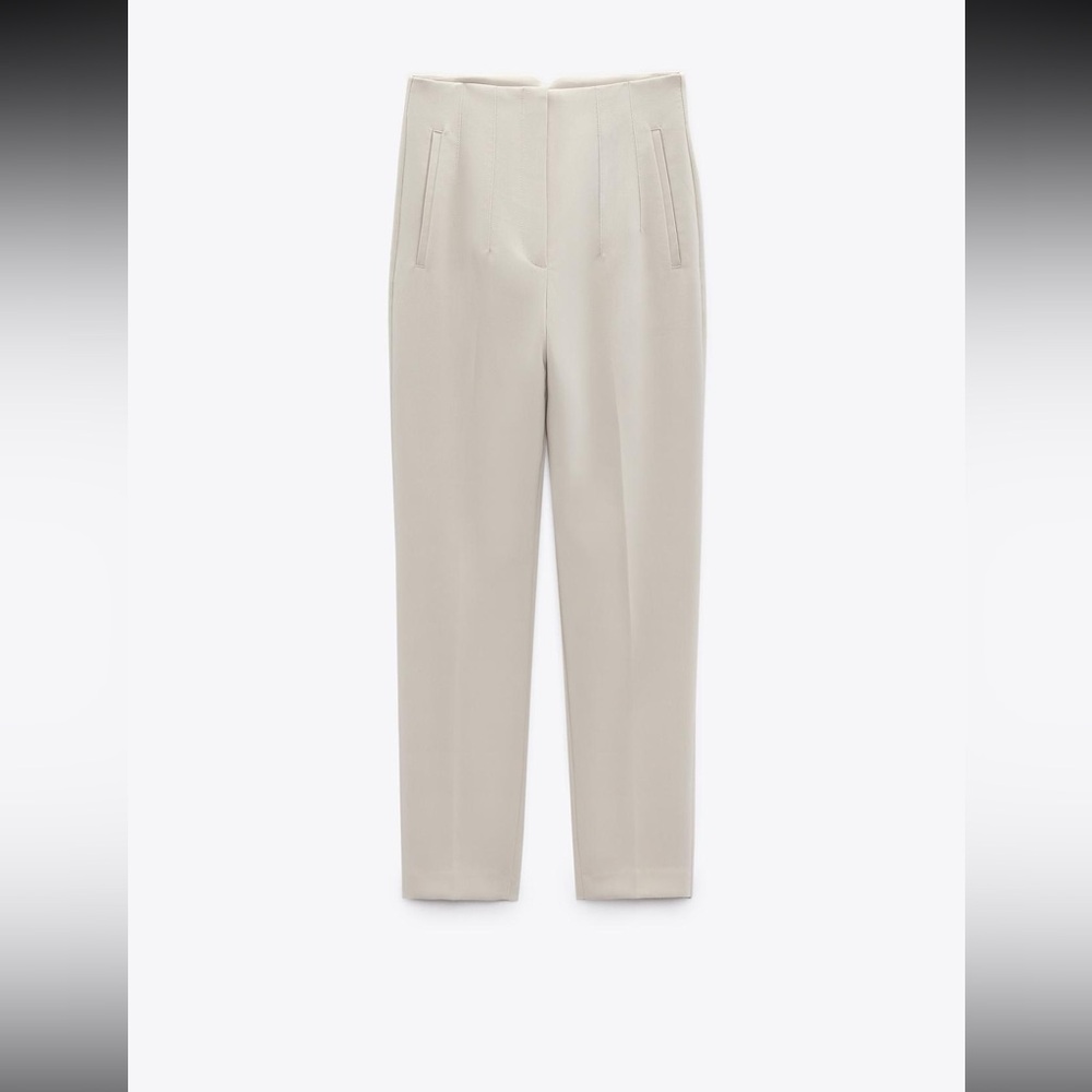 Elegant Cream High-Waisted Trousers